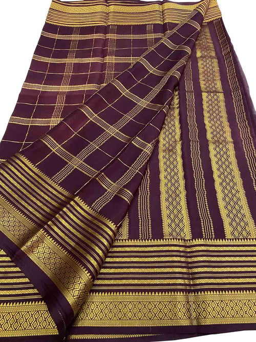Exquisite Purple Handloom Mysore Crepe Silk Saree - Luxurion World