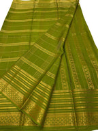 Green Handloom Mysore Pure Crepe Silk Saree - Elegant and Ethereal - Luxurion World