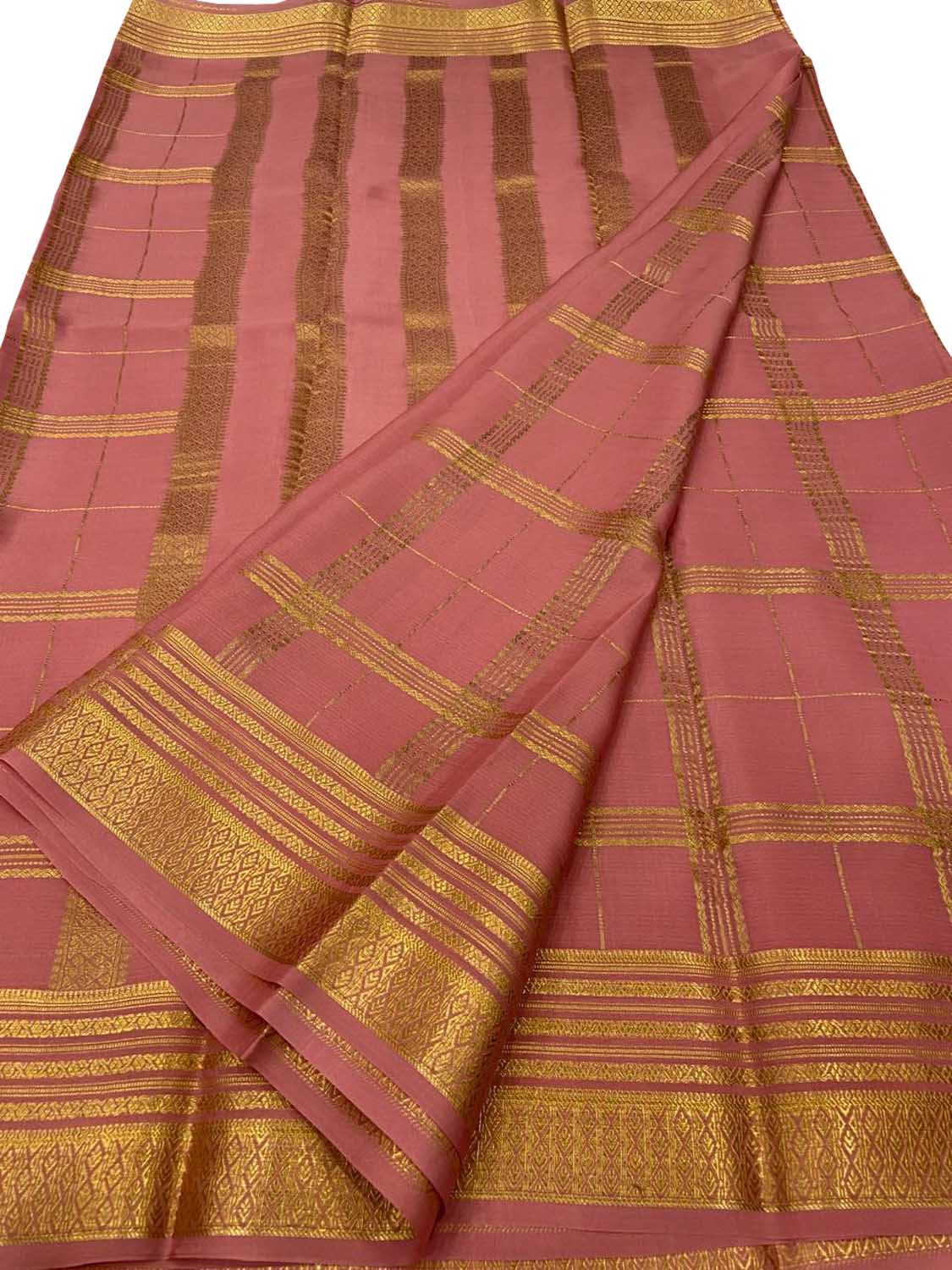 Handloom Mysore Pure Crepe Silk Saree in Pink - Luxurion World