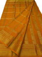 Orange Handloom Mysore Crepe Silk Saree - Luxurion World