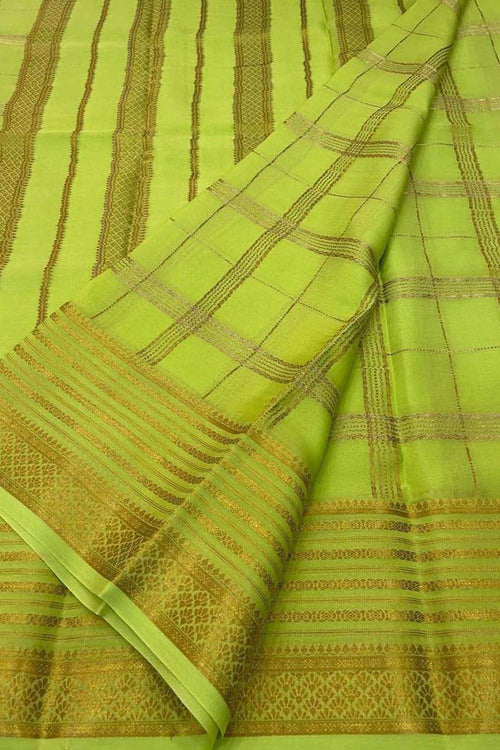 Green Handloom Mysore Pure Crepe Silk Saree - Luxurion World
