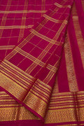 Beautiful Pink Handloom Mysore Pure Crepe Silk Saree - Luxurion World