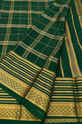 Green Handloom Mysore Pure Crepe Silk Saree - Elegant and Ethereal - Luxurion World