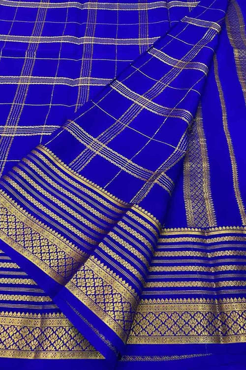 Exquisite Blue Handloom Pure Crepe Silk Saree - Luxurion World