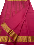 Pink Handloom Mysore Pure Crepe Silk Saree - Luxurion World