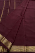 Maroon Handloom Mysore Pure Crepe Silk Saree - Luxurion World