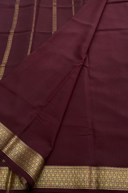 Maroon Handloom Mysore Pure Crepe Silk Saree - Luxurion World