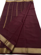 Maroon Handloom Mysore Pure Crepe Silk Saree - Luxurion World