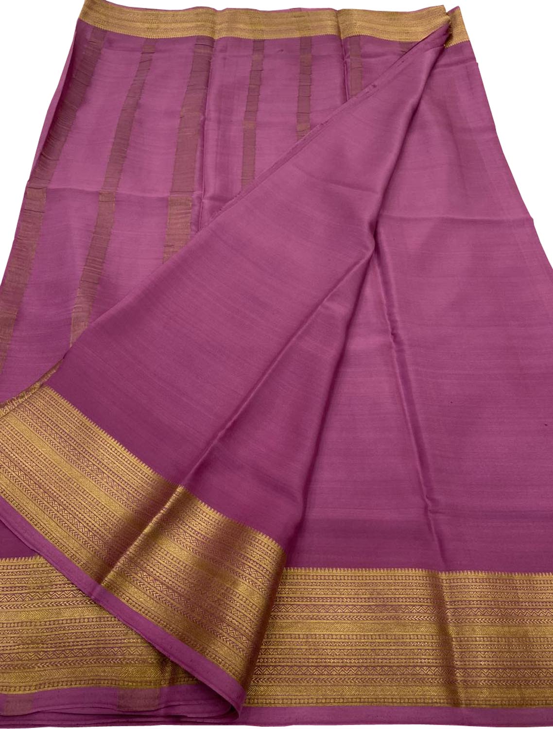 Pink Handloom Mysore Pure Crepe Silk Saree - Luxurion World