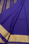 Blue Handloom Mysore Pure Crepe Silk Saree - Luxurion World