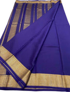 Blue Handloom Mysore Pure Crepe Silk Saree - Luxurion World