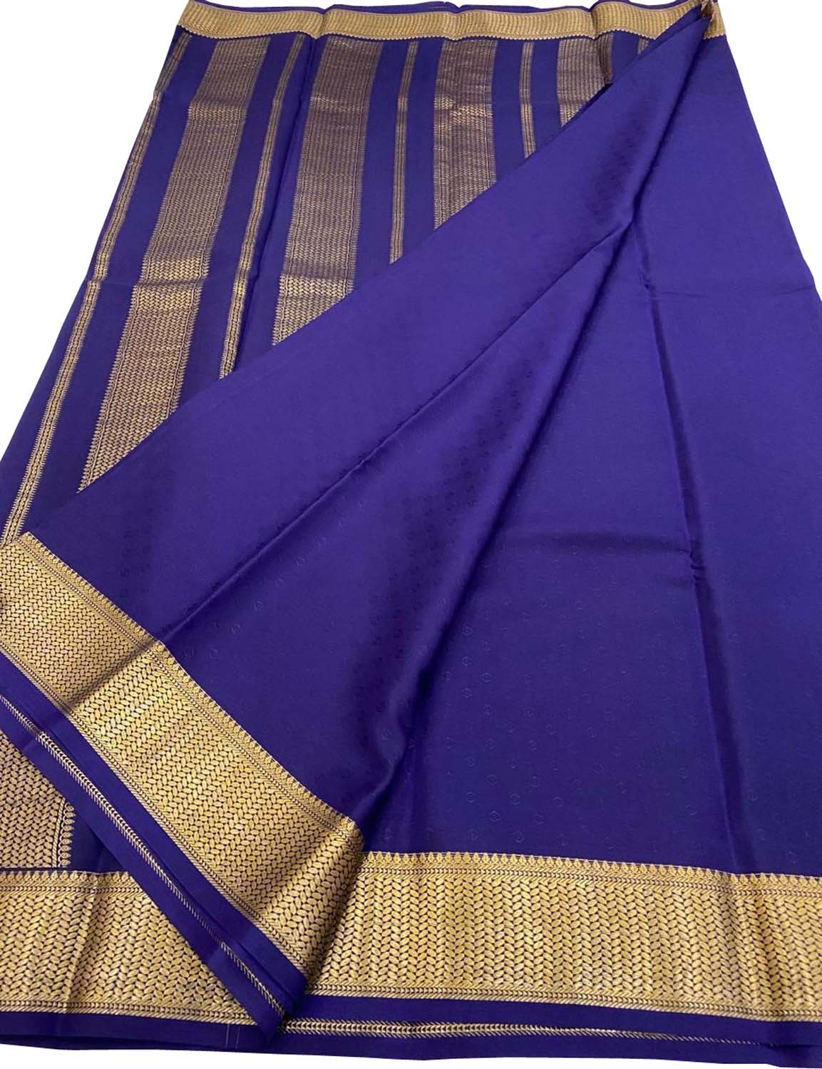 Blue Handloom Mysore Pure Crepe Silk Saree - Luxurion World