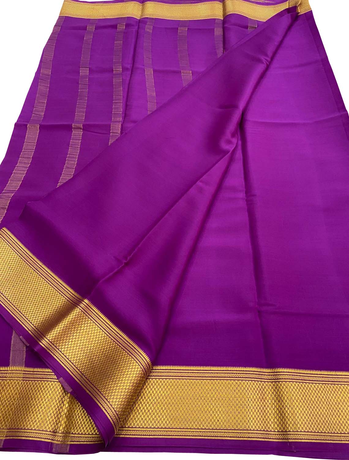 Pink Handloom Mysore Pure Crepe Silk Saree - Luxurion World