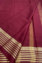 Red Handloom Mysore Pure Crepe Silk Saree - Luxurion World