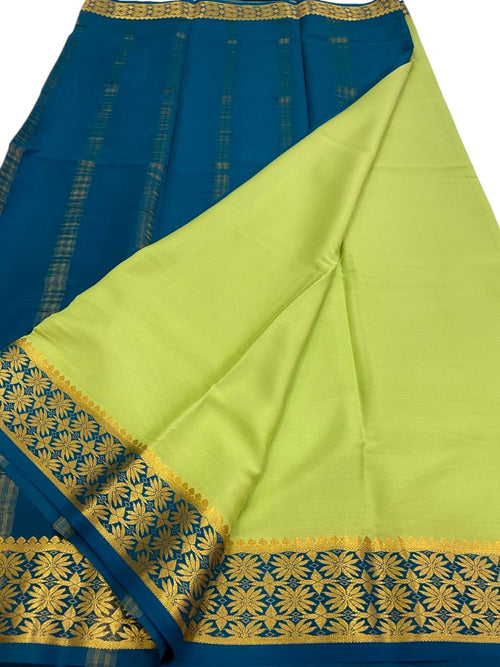 Green Handloom Mysore Pure Crepe Silk Saree - Luxurion World