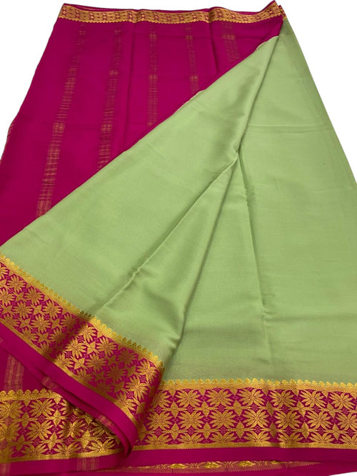 Green Handloom Mysore Pure Crepe Silk Saree - Luxurion World