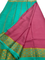 Pink Handloom Mysore Pure Crepe Silk Saree - Luxurion World