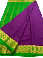 Purple Handloom Mysore Pure Crepe Silk Saree - Luxurion World