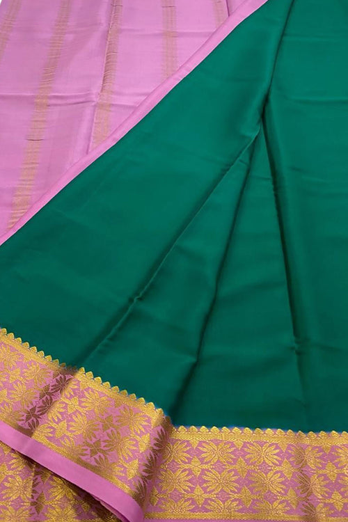 Green Handloom Mysore Pure Crepe Silk Saree - Luxurion World