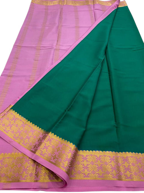 Green Handloom Mysore Pure Crepe Silk Saree - Luxurion World