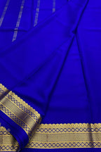 Blue Handloom Mysore Pure Crepe Silk Saree - Luxurion World