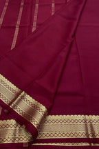 Maroon Handloom Mysore Pure Crepe Silk Saree - Luxurion World