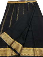 Black Handloom Mysore Pure Crepe Silk Saree - Luxurion World