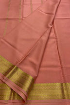 Peach Handloom Mysore Pure Crepe Silk Saree - Luxurion World