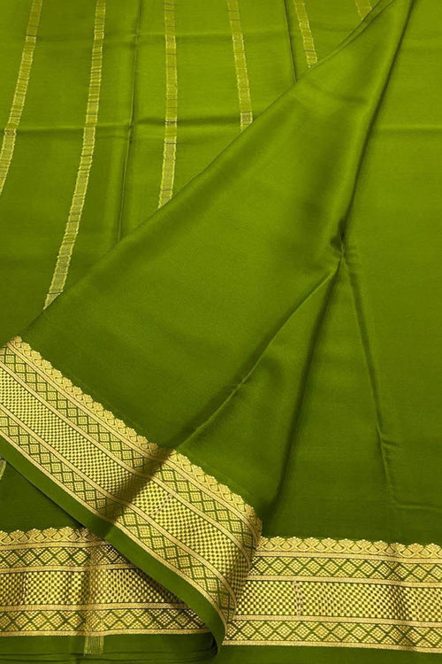 Green Handloom Mysore Pure Crepe Silk Saree - Luxurion World