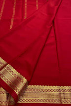 Red Handloom Mysore Pure Crepe Silk Saree - Luxurion World