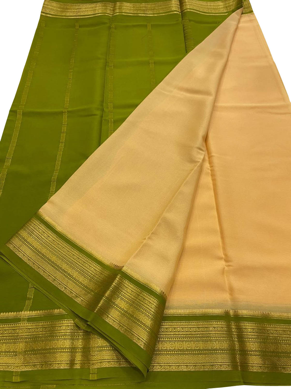 Pastel Handloom Mysore Pure Crepe Silk Saree - Luxurion World
