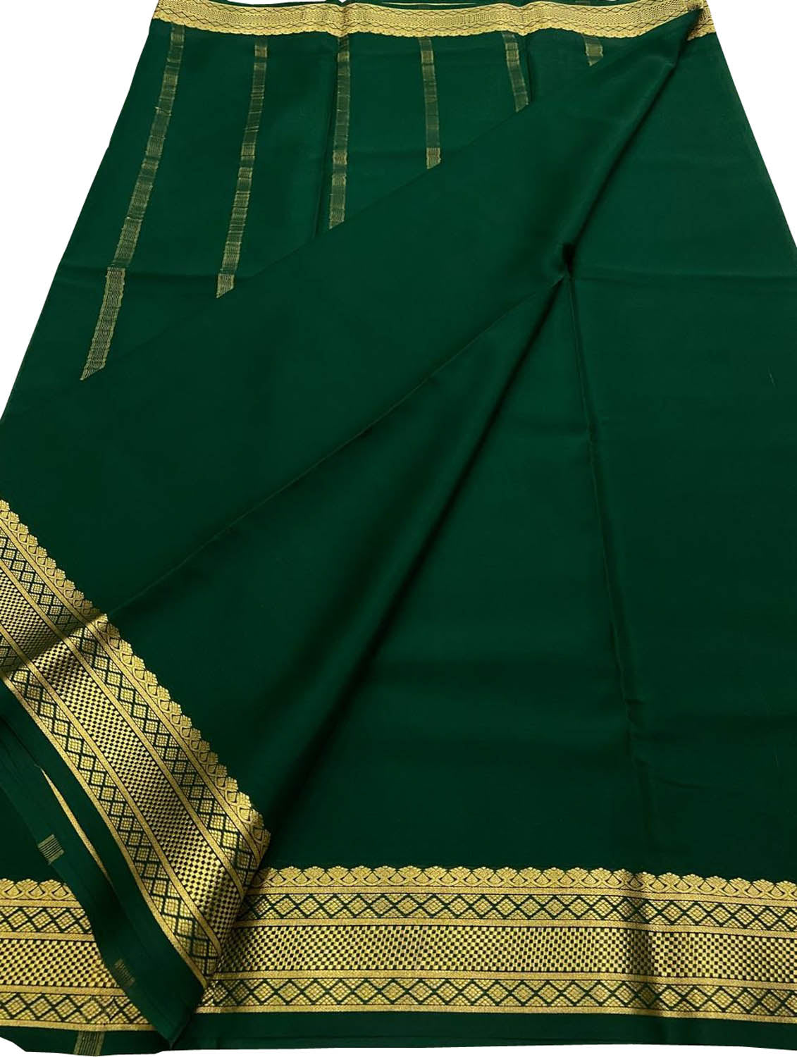 Green Handloom Mysore Pure Crepe Silk Saree - Luxurion World