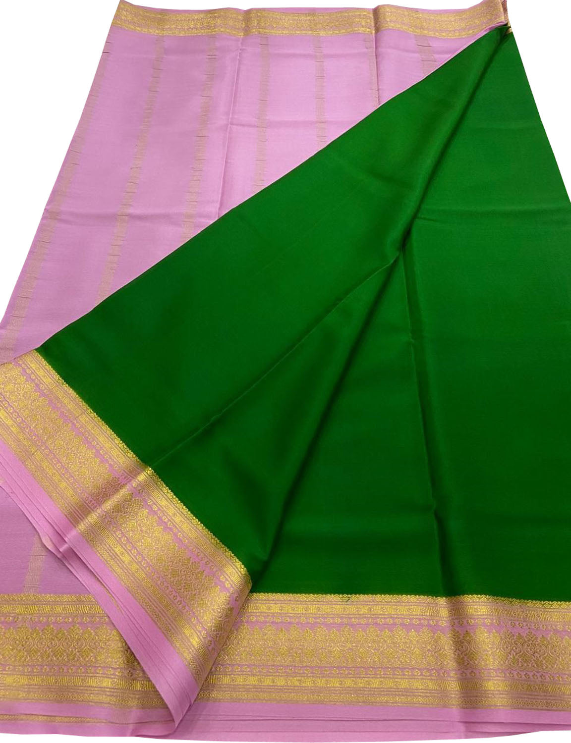 Green Handloom Mysore Pure Crepe Silk Saree - Luxurion World