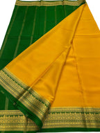 Yellow Handloom Mysore Pure Crepe Silk Saree - Luxurion World