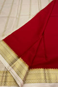 Red Handloom Mysore Pure Crepe Silk Saree - Luxurion World