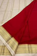 Red Handloom Mysore Pure Crepe Silk Saree - Luxurion World