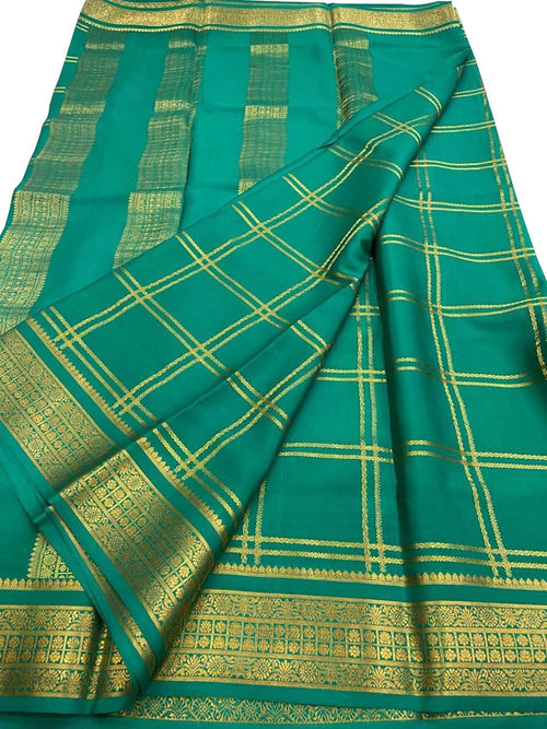 Green Handloom Mysore Pure Crepe Silk Saree