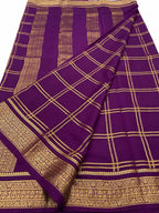 Purple Handloom Mysore Pure Crepe Silk Saree