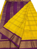 Yellow Handloom Mysore Pure Crepe Silk Saree