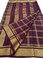 Maroon Handloom Mysore Pure Crepe Silk Saree