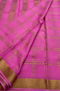 Pink Handloom Mysore Pure Crepe Silk Saree