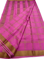 Pink Handloom Mysore Pure Crepe Silk Saree