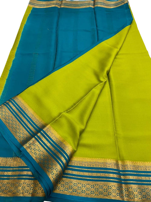 Green Handloom Mysore Pure Crepe Silk Saree
