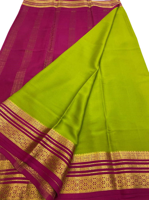 Green Handloom Mysore Pure Crepe Silk Saree