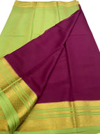 Purple Handloom Mysore Pure Crepe Silk Saree