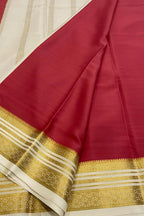 Red Handloom Mysore Pure Crepe Silk Saree
