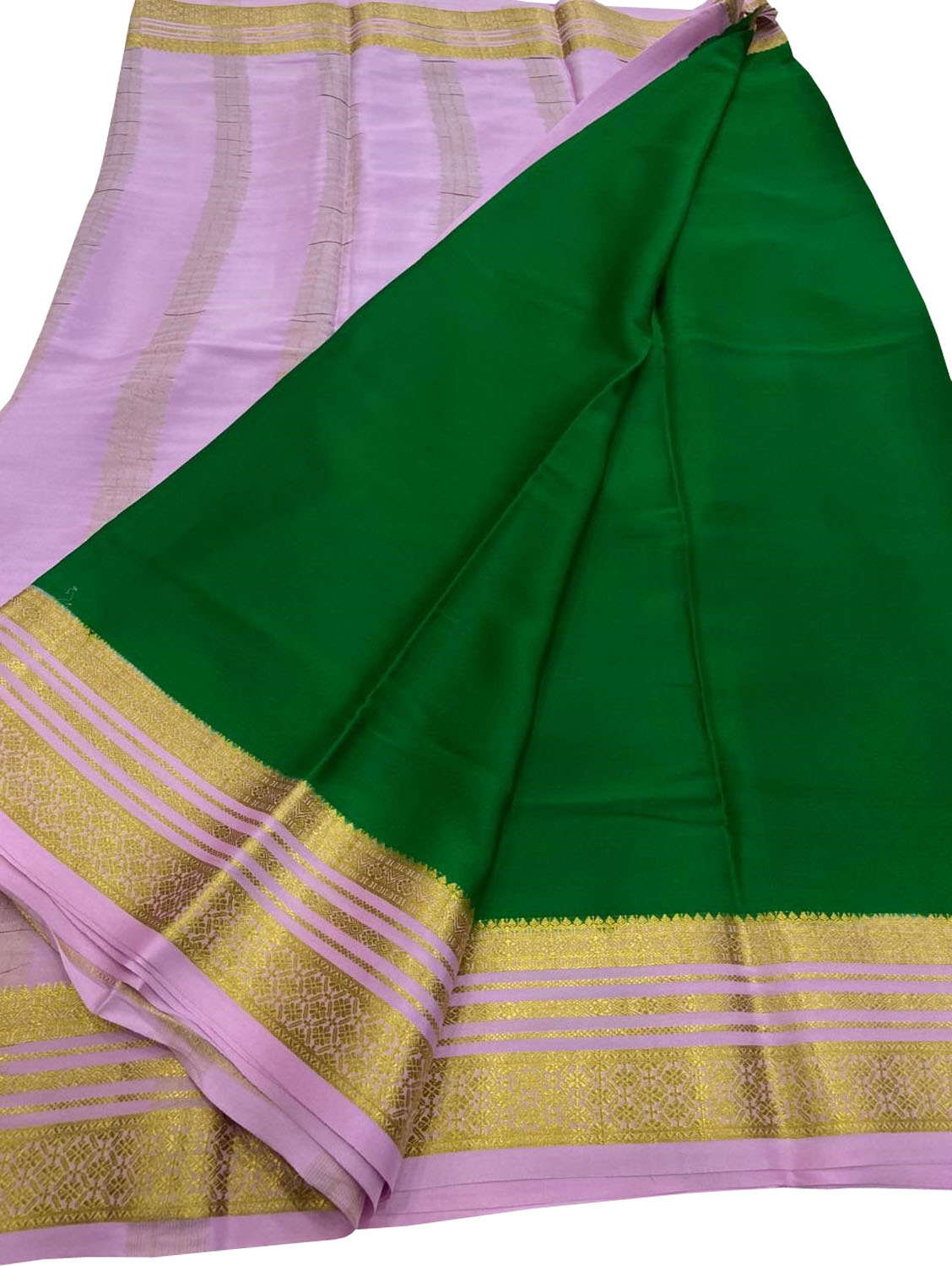 Green Handloom Mysore Pure Crepe Silk Saree