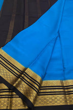 Blue Handloom Mysore Pure Crepe Silk Saree