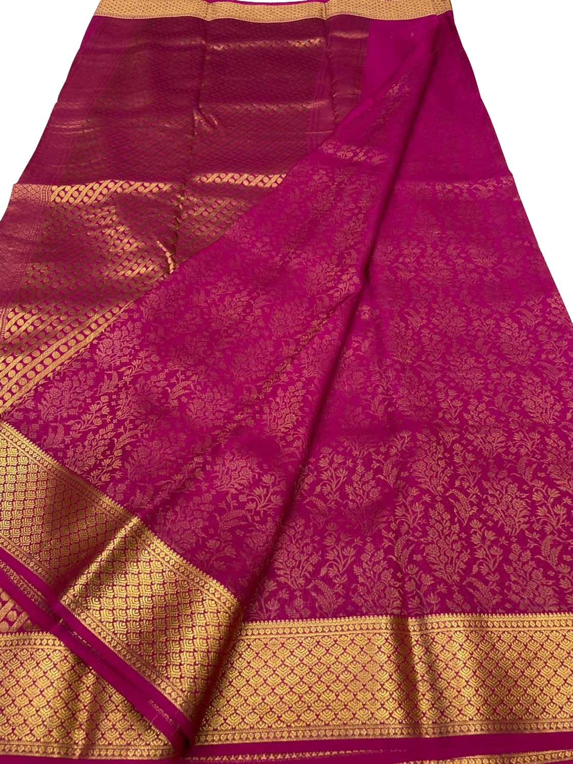 Pink Handloom Mysore Pure Crepe Silk Saree