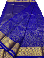 Blue Handloom Mysore Pure Crepe Silk Saree